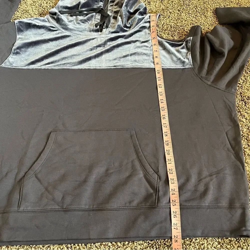 NWOT All Worthy Hunter McGrady Mixed Media Velvet Hoodie - Picture 13 of 13